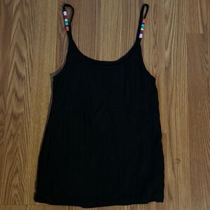 Michael‎ Lauren Vintage Y2k MADE IN USA Black Beaded Strap Women's Top Size M
